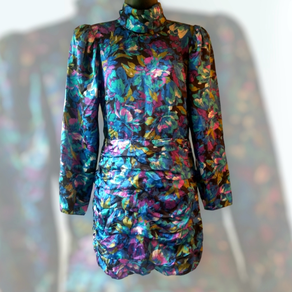 Ronny Kobo Collection Annika Silk Blend Floral Mini Bodycon Dress - Picture 2 of 4